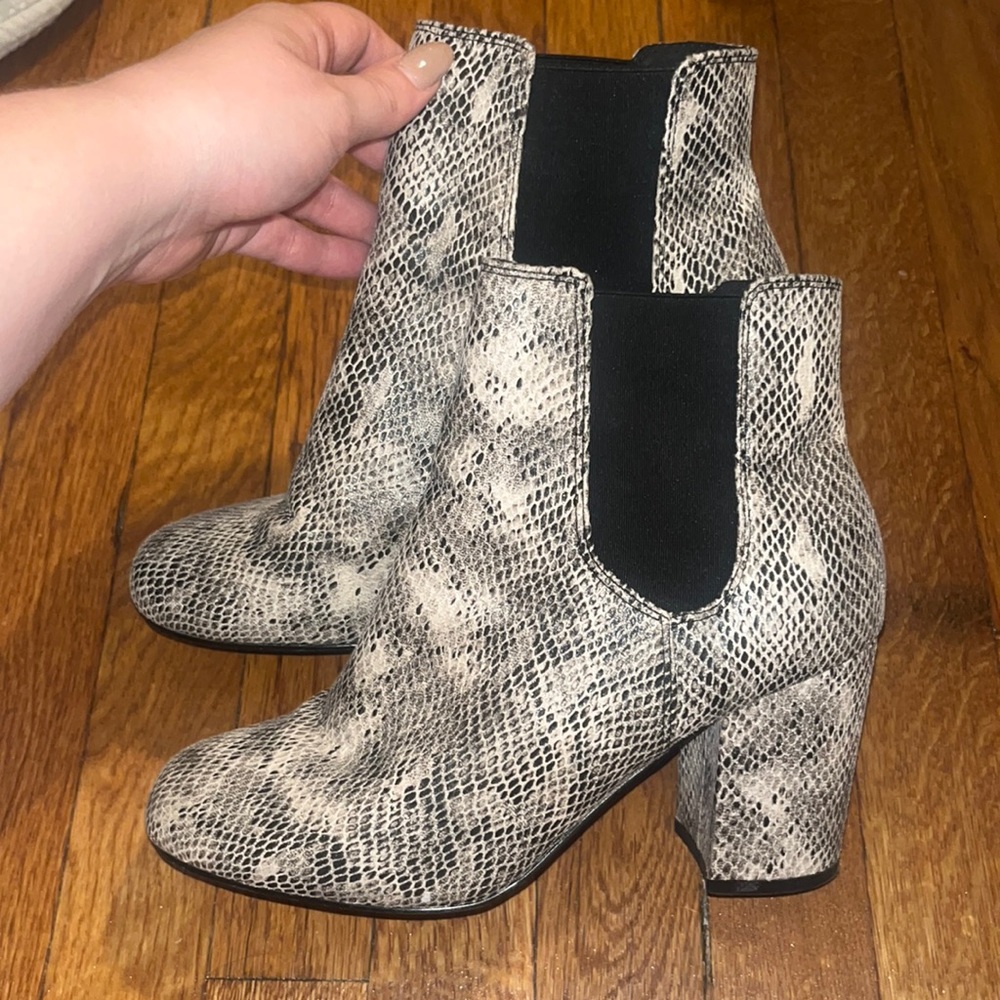 Snakeskin booties